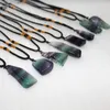 10Pcs 30-40mm Freeform Rainbow Fluorite Tumbled Stones Pendant Necklace Natural Colorful Quartz Crystal Gemstone Pendant on Adjustable Rope