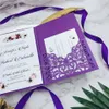 Elegant Purple Laser Cut Invites för Wedding Quince Sweet Sixteen Laser Cut Pocket Inbjudningar med Belly Band DIY Invitation Kit4533958