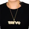 A-Z Anpassad namn Guldpläterad bling is ut CZ Letter Necklace för kvinnor män hiphop smycken halsband