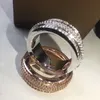 Europa América marca de moda Jóias Lady Latão rotação Quatro diamantes círculo Lettering ouro 18K anéis de noivado 2 Cor Tamanho 6-8