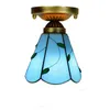 Blue tiffany stained glass Celling Lights bedroom living room aisle corridor balcony ceilinglamps leaf small TF063