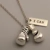 Modeschmuck Vintage Silber Ich kann Boxhandschuhe DIY kreativer Anhänger Halskette Schmuck Freundschaft, guter Freund, Schlüsselbeinkette Geschenk 499