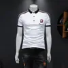summer new red natal year polo shirt embroidery leads fashion halfsleeved striped joint bottoming shirt men