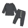 Baby Designer Clothes Kids Striped Sleepwear Clothing Sets Boys Girls Long Sleeve Top Pants Pajamas Homewear Cotton Nightclothes Suits YP819