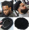 Indain Virgin Human Health Human Head Hairpieces 4mm Afro Curl Curl Toupee Full Lace Units para Black Mens Fast Express Entrega