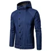 청바지 재킷 남성 후드 디자인의 캐주얼 데님 재킷 남성 코트 스트리트 윈드 블랙 블루