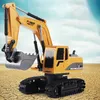 XZS Diecast RC Alloy Excavator & Digger Toy, 2.4G 6 Channels, One Button Demonstration, with Lights, 1:24 Scale, Xmas Kid Birthday Gifts