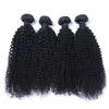 Brasileiro humano remy cabelo virgem kinky cabelo encaracolado tece cor natural 100g pacote duplo tramas 4 pacotes / lote extensões de cabelo 3741478