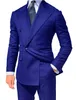 Hot Koop Zwart Bruidegom Tuxedos Slim Fit Double Breasted Peaked Reverel GroomsMen Best Man Mannen Bruiloft Pakken (jas + Broek + Tie)