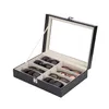 Leder Multi Sonnenbrillen Organizer-Brillen Eyewear Vitrine Sunglass Glas-Speicher-Halter-Kasten-Sonnenbrille-Sammlung Fall mit 8 Sl