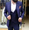 Fashionable One Button Groomsmen Peak Lapel Groom Tuxedos Men Suits Wedding/Prom/Dinner Best Man Blazer(Jacket+Pants+Tie+Vest) 703