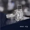 Drop Shipping Luxury Smycken 925 Sterling Silver Princess Cut White Topaz CZ Diamond Gemstones Eternity Women Wedding Bridal Ring Gift