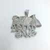 Iced Out Gold Silver Plated BREAD GANG Pendant Necklace Micro Zircon Charm Men Bling Hip Hop Jewelry Gift252B