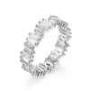 Vecalon 3 cores anel de baguete 925 Sterling prata Diamond Declaração Party Banda de Casamento Anéis para Mulheres Homens Dedo Jóias
