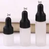 Meest populaire matte 2 ml 3 ml 3 ml 5 ml flacon glazen druppelaar flessen kleine lege glazen flesjes met pipet en zwarte plastic dop