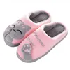 Vrouwen winter thuis slippers cartoon kat antislip warm binnenshuis slaapkamer vloer schoenen pluche slippers vrouwen faux bont dia's flip-flops