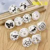 New Home Black & White Printed Decorative Round Ceramic Knob, Cabinet Hardware, Modern Wardrobe Furniture Door Handle Drawer pulls