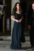 Zuhair Murad Dress Jenny Packham Kate Middleton Navy Blue Chiffon Evening Formella Klänningar Korta Ärmar Red Carpet Celebrity Prom Party Gowns