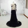 Sexy durchsichtige schwarze Spitze, roter Teppich, Abendkleider, 2021, Applikationen, Pailletten, formelles Kleid, Party, Cocktail, Abschlussball, Kleider, Abendgarderobe