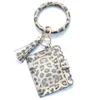 Läderarmband Keychain Leopard Bufflao Plaid Snakeskin Pu Tassel Kreditkort Plånbok Wristlet Coin Purse Keychain Party Favor OOA8033