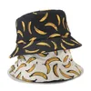 Panama Bucket Hat Män kvinnor Summer Fruit Bucket Cap Banana Print Yellow Hat Bob Hat Hip Hop Gorros Fisher Fisherman Cap71412134935902