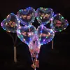 Love Heart Star Shape LED Bobo Balloons Multicolor Lights Luminous Transparent Balloon with Stick for Xmas Party Wedding Festival Decoration