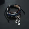 Vintage kruis bedelarmbanden meerlaags koeienhuid gevlochten echt leer touw handwikkel kralen armband voor mannen vrouwen mode verstelbare armbanden sieraden cadeau