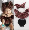 Baby Clothes Girls Grid Tassel Suits Kids Polka Dot Floral Clothing Sets Fashion Boutique T Shirt Rompers Diaper Pants Headband Outfits 4905