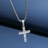 Wholesale- new hip hop mens necklace jewelry real 18k gold cross pendant necklace hiphop stainless steel chain long necklace drop shipping