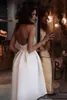 Billiga korta bröllopsklänningar 2020 spaghetti remsor robe de mariage satin brudklänning elegant halvkalv bröllopsklänning