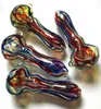 Neue Ankunft Bunte Streifen Glas Rauchen Rohr Löffel Handgefertigte Bubbler Rohre 4 zoll Für Bongs Dab Rigs Tabak