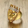 Modyle Gold Color Classic 316L rostfritt stål Men Punk Hip Hop Ring Cool Lion Head Band Gold Ring Jewelry3971602