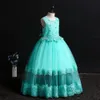 Bon marché robe de bal robe fleur girls robes tulle dentelle top spaghetti formelle enfants porter pour la fête livraison gratuite en bas âge Little Girls