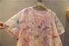 Dames Blouses Shirts Zomer Stijl Mode Vrouwen Lange Borduurwerk Floral Pink Print Tops Casual Party Blusa Femnina Vestidos NS7531
