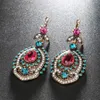 3 pezzi collane vintage set di gioielli per donna oro antico rosa cristallo orecchini festa nuziale anello collana femminile gioielli turchi