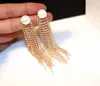 Wholesale-New trendy fashion luxury designer full diamonds rhinstone tassel pearl stud earrings for woman girls