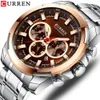 Rostfritt st￥l Herrklocka Curren New Sports Watch Chronograph och lysande pekare armbandsur Fashion Mens Dress Watches