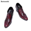 Batzuzhi 7 cm Botas de tacón alto Hombre Botines de cuero genuino Hombres Vino rojo Fiesta Vestido de novia Botas Hombres, ¡Tamaño grande US6-12!