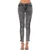 Women Jeans Plus Size Sheer Lace Side Low Waist Jeans Slim Casual Skinny Lace Panel Pencil Denim See Through Pants