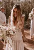 Abiti da sposa Boho 2019 Una linea Backless Lace Country Garden Beach Church Abiti da sposa da sposa formale Custom Made Plus Size