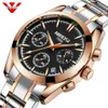 NIBOSI hommes d'affaires montre de luxe marque en acier inoxydable montre-bracelet chronographe armée arc verre montres à Quartz Relogio Masculino308K