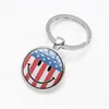 미국 국기 미국 국기 키 체인 글래머 유리 돔 열쇠 고리 열쇠 고리 펑크 여성 남성 패션 액세서리 키 체인 기념품 선물