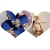 Jóias de moda Brincos elegantes para mulheres Oorbellen Blue Camellia Ornaments Flores Charme Brincos de cristal Novo Bijoux Trinket5673884