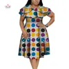 女性のための新しいバジンリッチアフリカフリルカラードレス女性のためのダッシュプリント真珠ドレスvestidos女性アフリカの服Wy4401