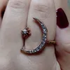 Ster Maan Ring Diamanten Ringen Open Verstelbare vrouwen rins Ringen Mode-sieraden Will en Sandy cadeau