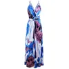 Casual jurken vrouwen lange geplooide sling 2021 zomer bloemenprint sexy maxi jurk backless v-neck hoogwaardige vestIDOS1