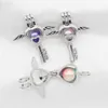 Silver Plated Love Wing Heart Key Pearl Cage Essential Oil Diffuser Bead Cage Locket Pendants for Perfume Necklace Making