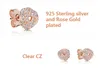 18K 로즈 골드 매듭 스터드 귀걸이 원래 상자 판도라 925 실버 크리스탈 CZ 다이아몬드 귀걸이 세트 여성 결혼 선물