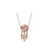 Cadeau de Noël Rose Gold Colliers Dream Catcher Chaîne S925 Sterling Sterling Clavicule Chaîne Femmes Pendentif Collier Original Box pour PAN W209