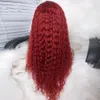 Parrucche Colore rosso morbido naturale Parrucche per capelli in pizzo 360 Parrucca lunga riccia sciolta per donne nere Parrucca anteriore in pizzo sintetico rosso vino con peli del bambino